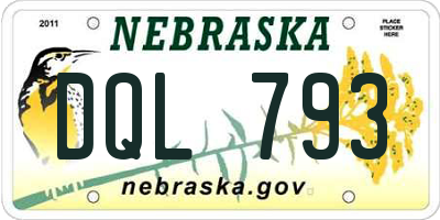 NE license plate DQL793