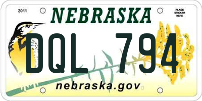 NE license plate DQL794