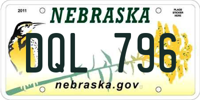 NE license plate DQL796