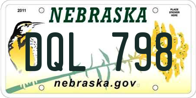 NE license plate DQL798