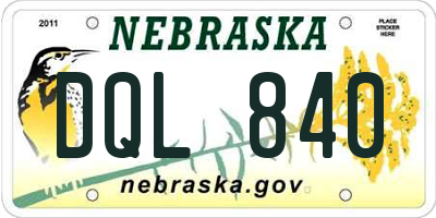 NE license plate DQL840