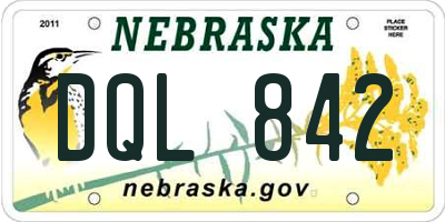 NE license plate DQL842