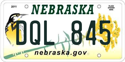NE license plate DQL845