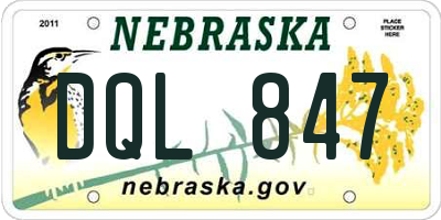 NE license plate DQL847