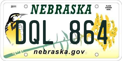 NE license plate DQL864