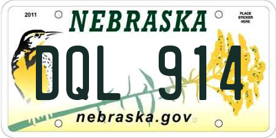 NE license plate DQL914