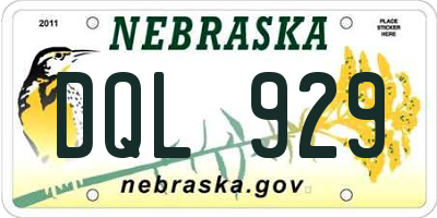 NE license plate DQL929