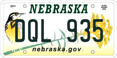 NE license plate DQL935