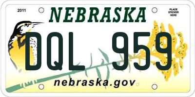 NE license plate DQL959
