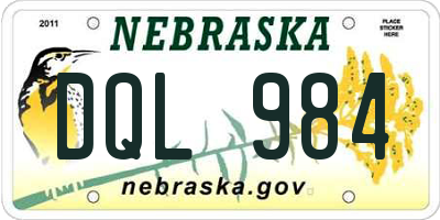 NE license plate DQL984