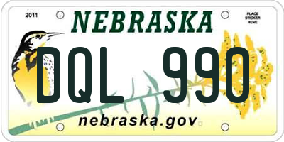 NE license plate DQL990