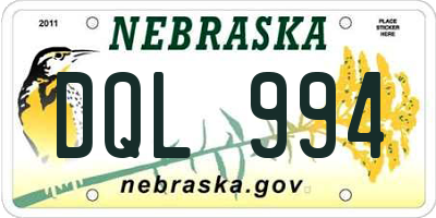 NE license plate DQL994