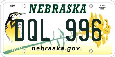 NE license plate DQL996