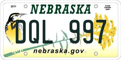 NE license plate DQL997
