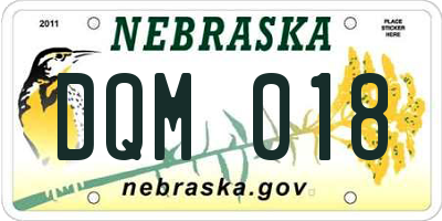 NE license plate DQM018