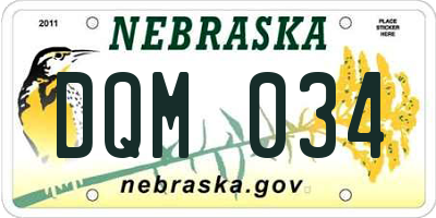 NE license plate DQM034