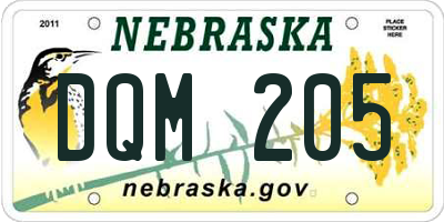 NE license plate DQM205