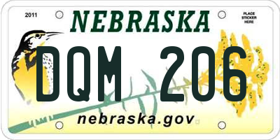 NE license plate DQM206