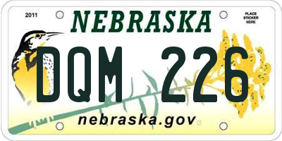 NE license plate DQM226