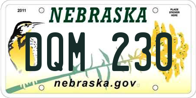 NE license plate DQM230