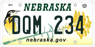 NE license plate DQM234