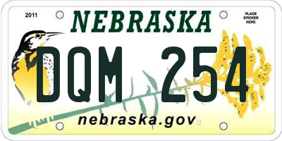NE license plate DQM254