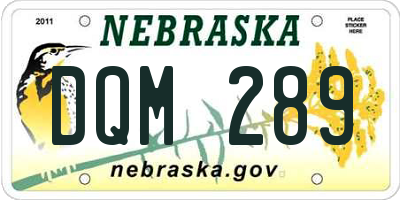NE license plate DQM289