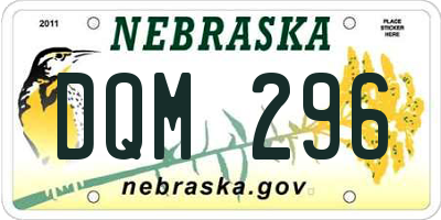 NE license plate DQM296