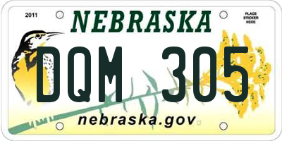 NE license plate DQM305
