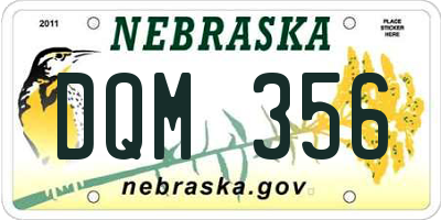 NE license plate DQM356