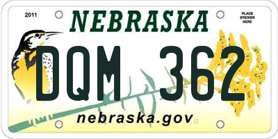 NE license plate DQM362