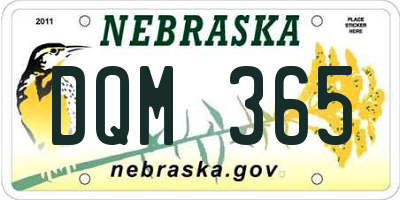 NE license plate DQM365