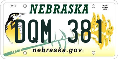 NE license plate DQM381