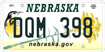 NE license plate DQM398