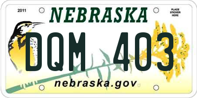 NE license plate DQM403
