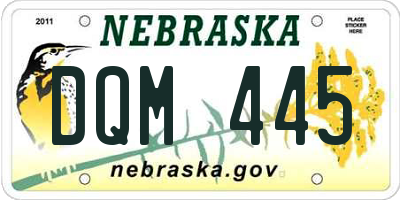 NE license plate DQM445