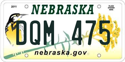 NE license plate DQM475