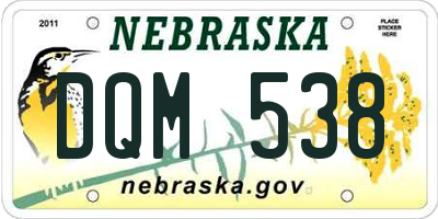 NE license plate DQM538