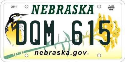 NE license plate DQM615