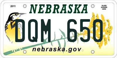 NE license plate DQM650