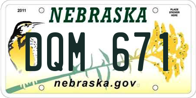 NE license plate DQM671