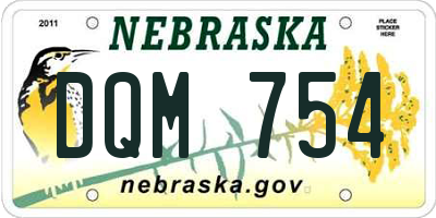 NE license plate DQM754