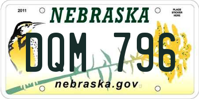 NE license plate DQM796