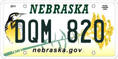 NE license plate DQM820