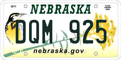 NE license plate DQM925