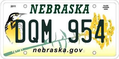 NE license plate DQM954