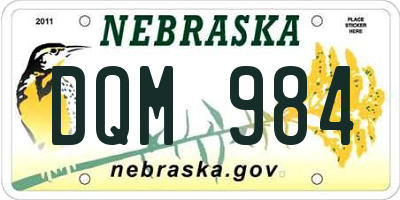 NE license plate DQM984