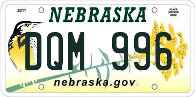NE license plate DQM996