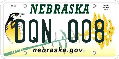 NE license plate DQN008