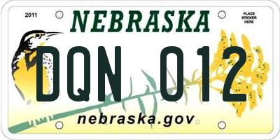 NE license plate DQN012